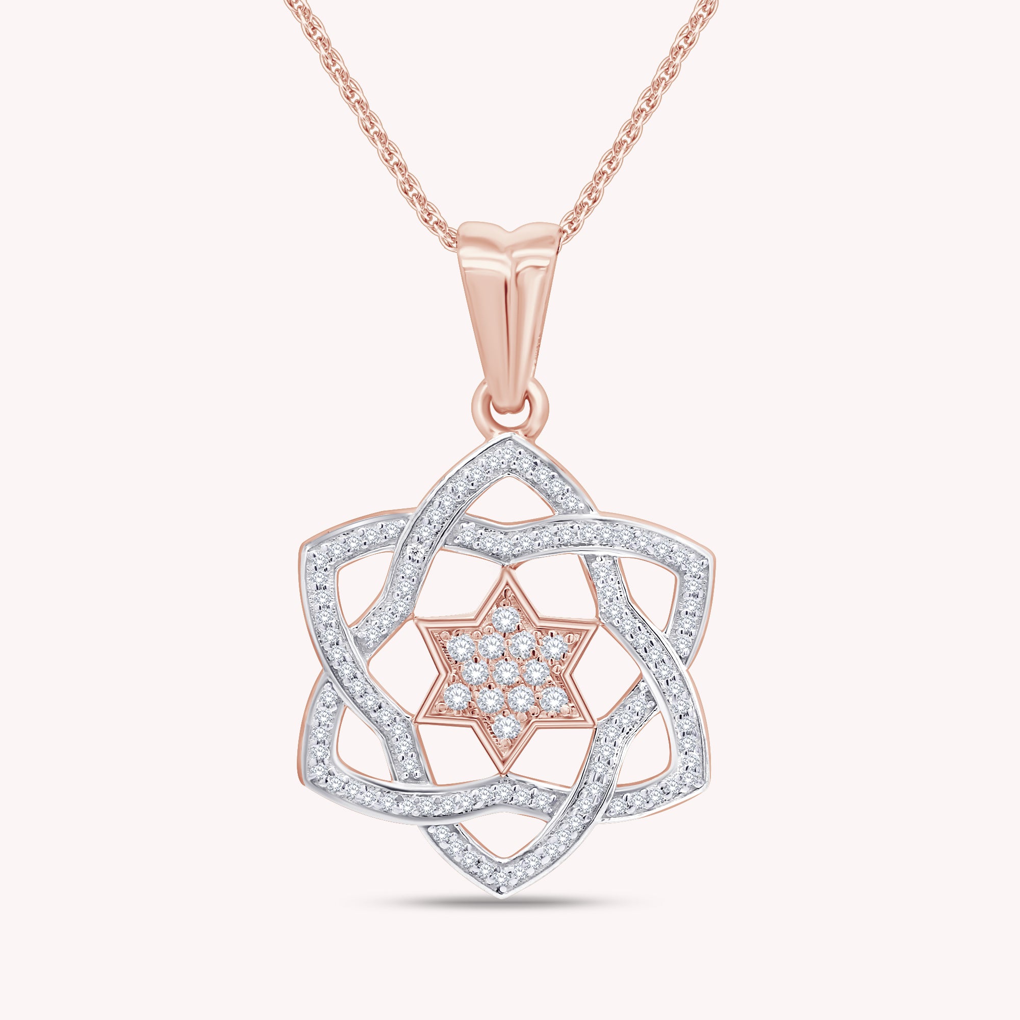 Jewish Star of David CZ Pendant Necklace In 925 Sterling Silver