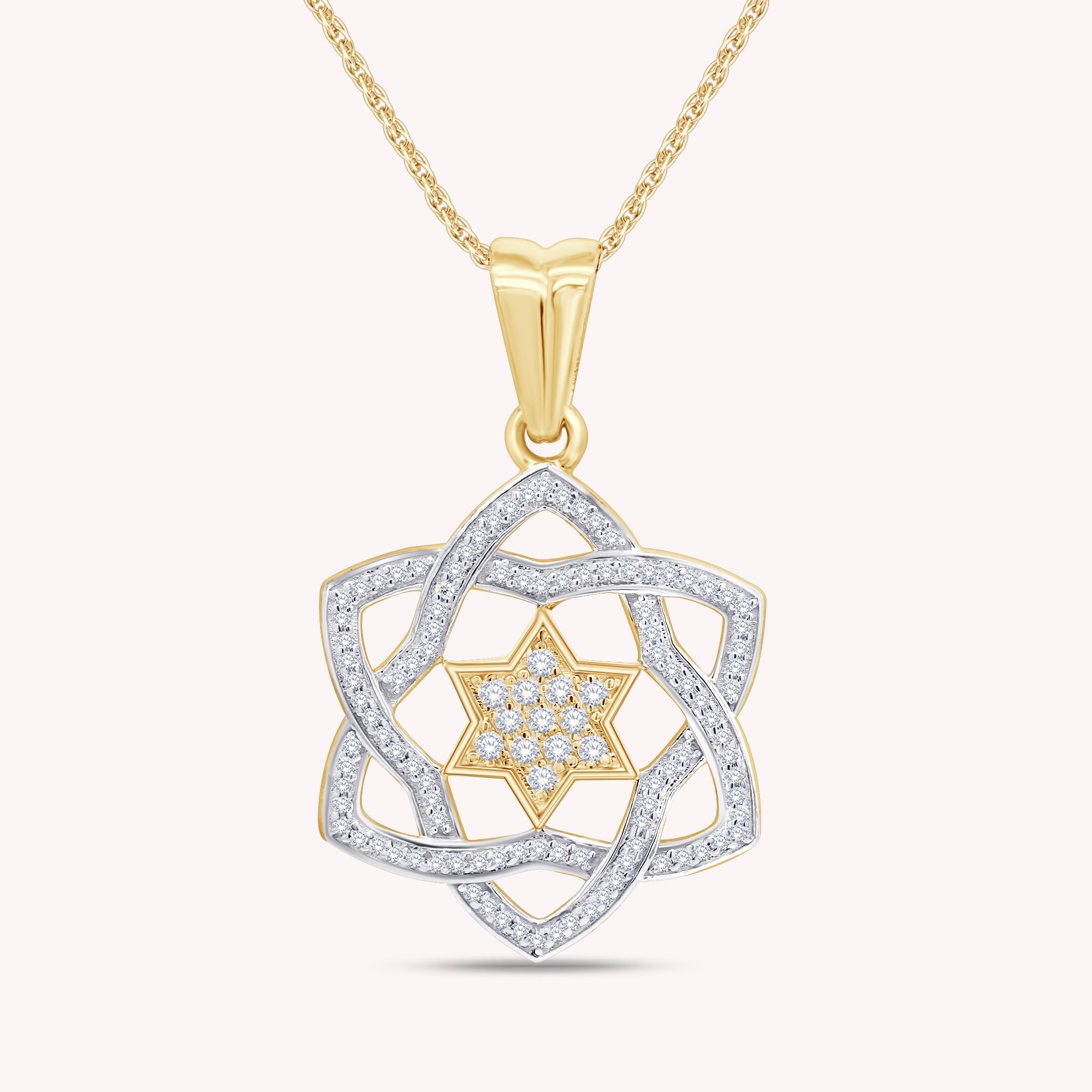 Jewish Star of David CZ Pendant Necklace In 925 Sterling Silver