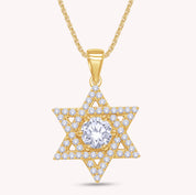 6MM Round Moissanite Star Of David Symbol Pendant Necklace