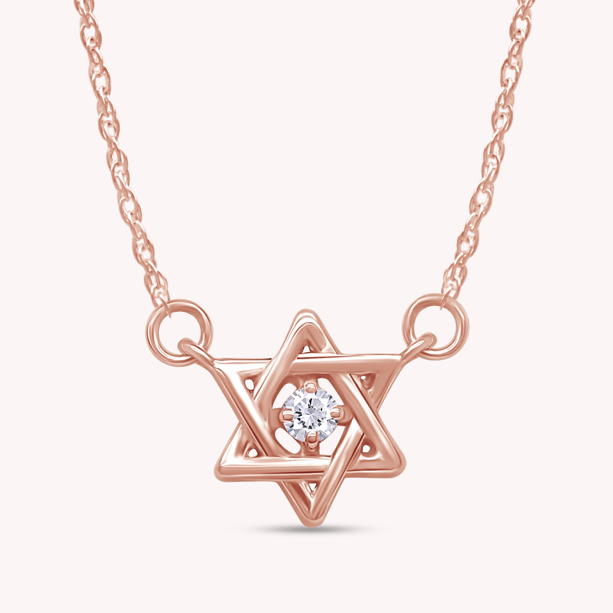 2MM Round Moissanite Star Of David Symbol Pendant Necklace