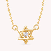 2MM Round Moissanite Star Of David Symbol Pendant Necklace
