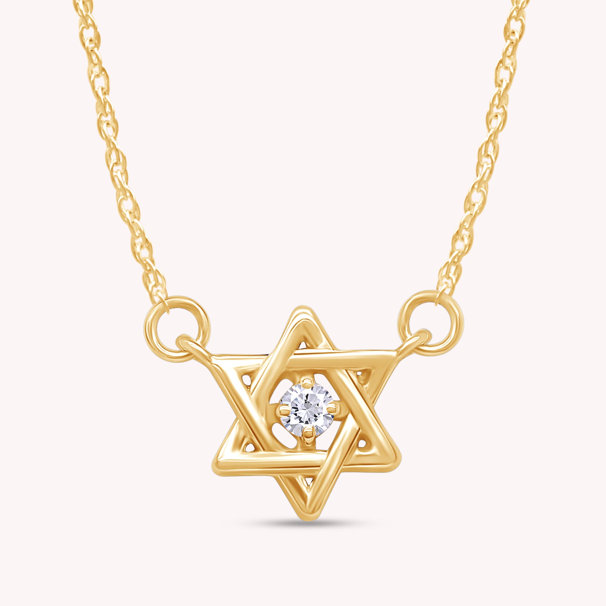 2MM Round Moissanite Star Of David Symbol Pendant Necklace