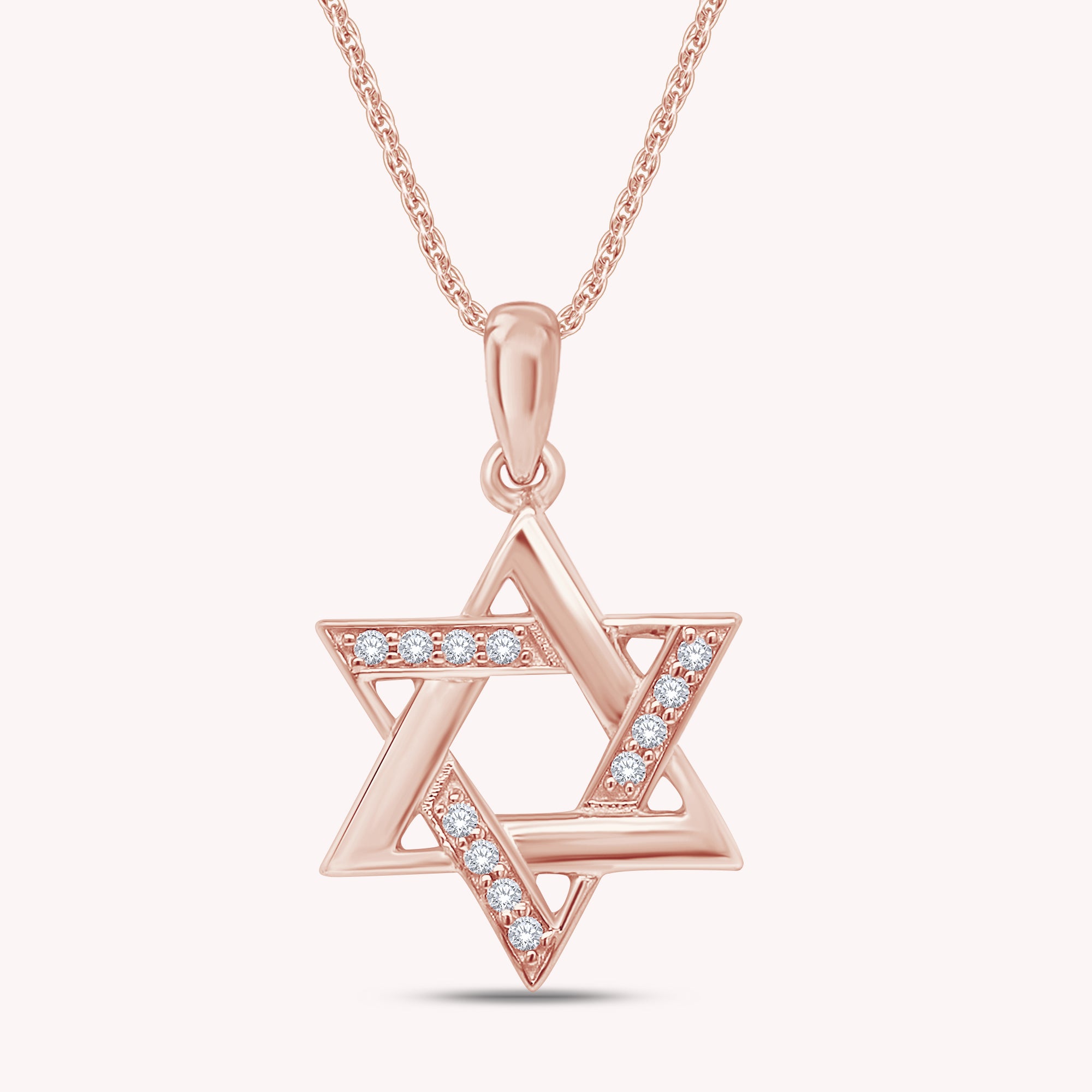 14K Gold Plated White CZ Jewish Star of David Pendant Necklace