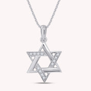 14K Gold Plated White CZ Jewish Star of David Pendant Necklace