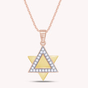 Round White CZ Jewish Star of David Pendant Necklace In 925 Sterling Silver