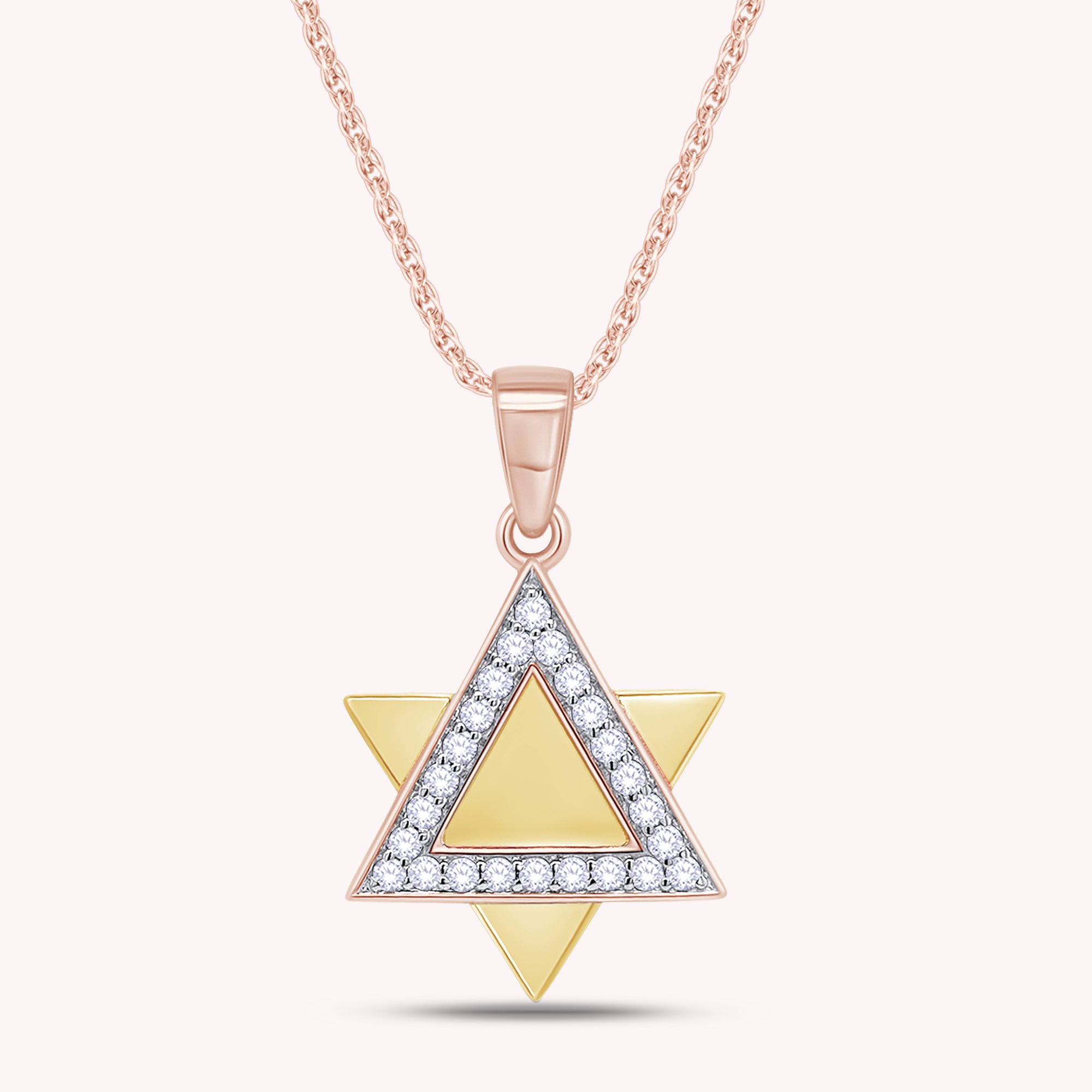 Round White CZ Jewish Star of David Pendant Necklace In 925 Sterling Silver
