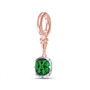 Bead Chain with Cushion Shape Pendant In Lab Grown Emerald Gemstone