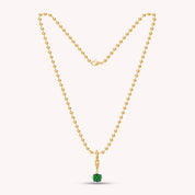 Bead Chain with Cushion Shape Pendant In Lab Grown Emerald Gemstone
