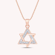 0.1 Ct White Natural Diamond Star of David Pendant Necklace