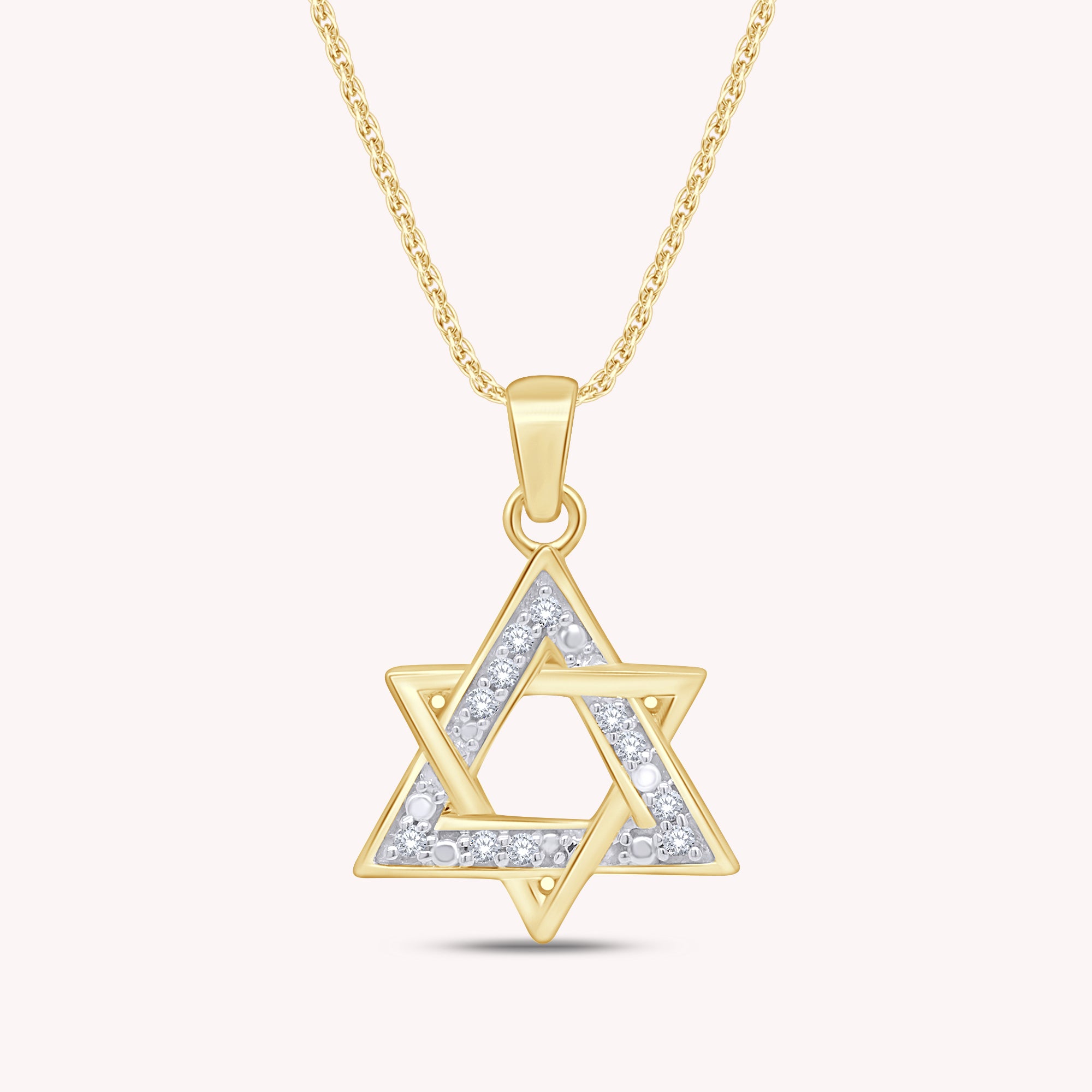 0.1 Ct White Natural Diamond Star of David Pendant Necklace