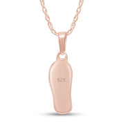White Natural Diamond Flip Flop Pendant Necklace for Women