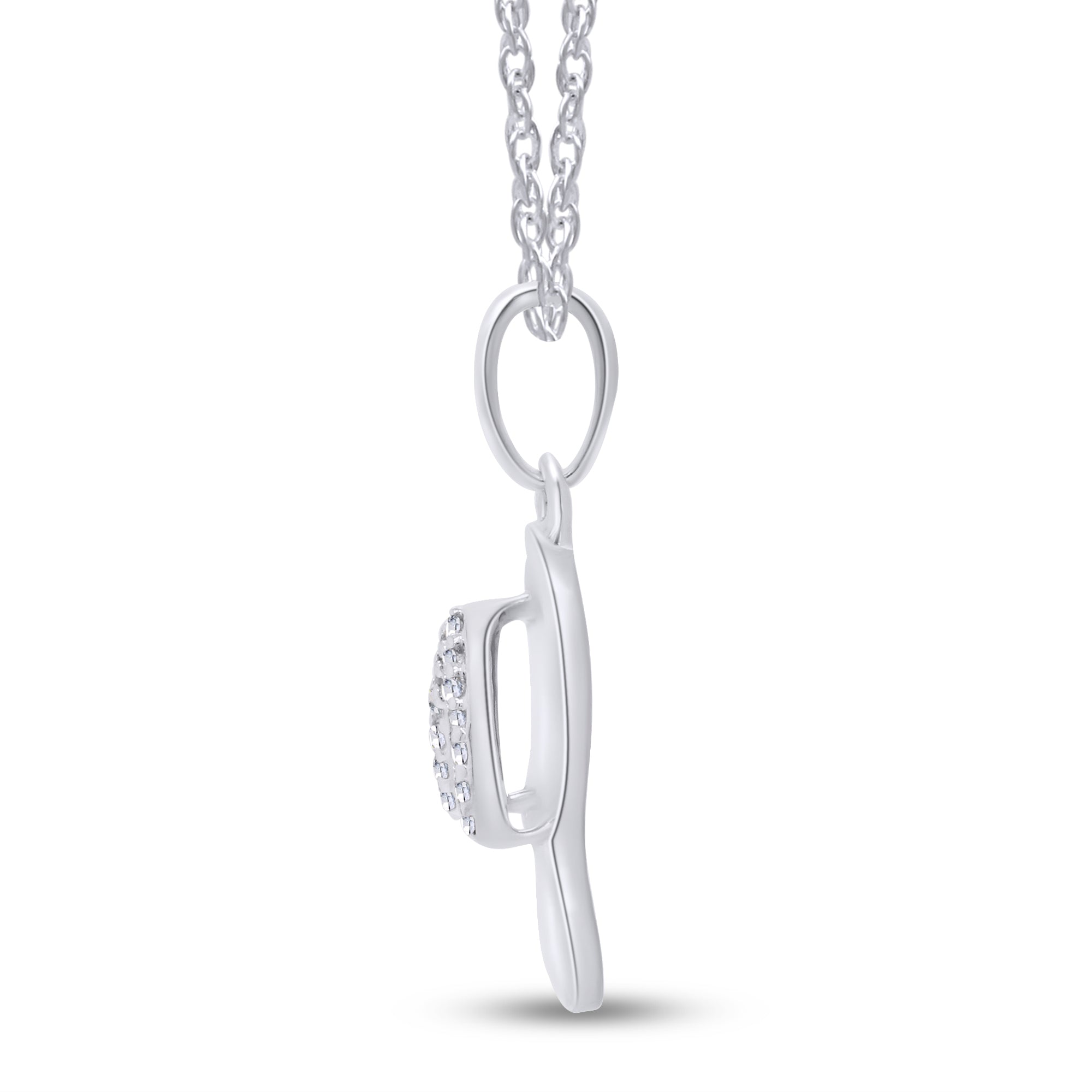 White Natural Diamond Flip Flop Pendant Necklace for Women