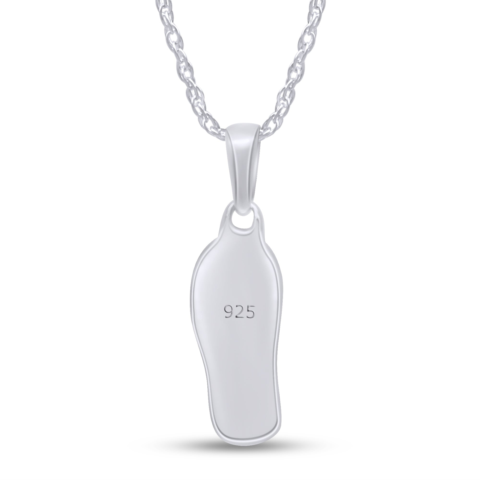 White Natural Diamond Flip Flop Pendant Necklace for Women