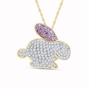 14k Gold Over Sterling Silver Simulated Tourmaline & White CZ Bunny Pendant Necklace
