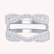 Round Cut Lab Created Moissanite Double Infinity Wedding Ring Guard Enhancer For Women In 14K Gold Over Sterling Silver