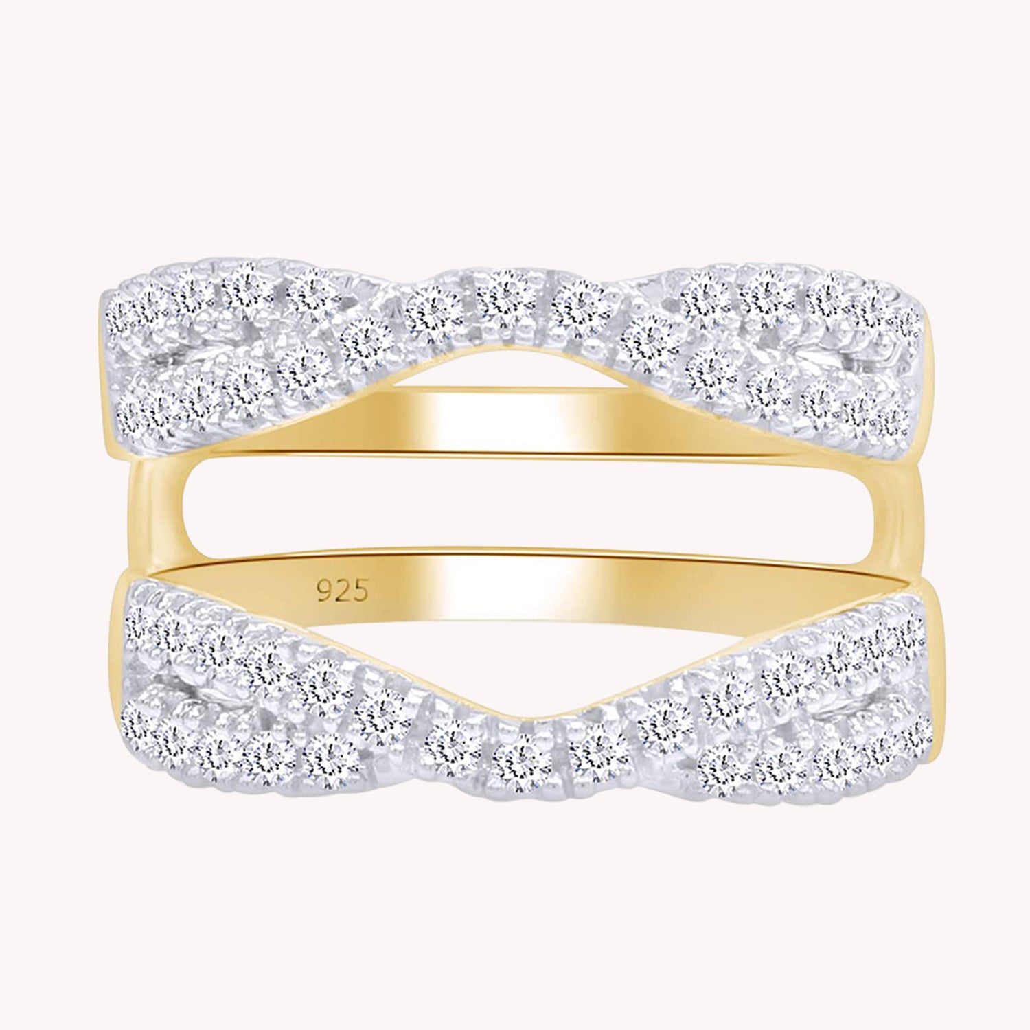 Round Cut Lab Created Moissanite Double Infinity Wedding Ring Guard Enhancer For Women In 14K Gold Over Sterling Silver