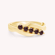 Round Shape Simulated Amethyst Five Stone Band Ring for Women