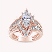 Marquise and Round Shape White CZ Cocktail Engagement Ring for Women