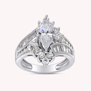Marquise and Round Shape White CZ Cocktail Engagement Ring for Women