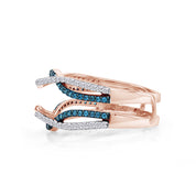 Blue White Cubic Zirconia Guard Wrap Ring for Women