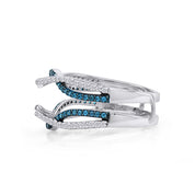 Blue White Cubic Zirconia Guard Wrap Ring for Women