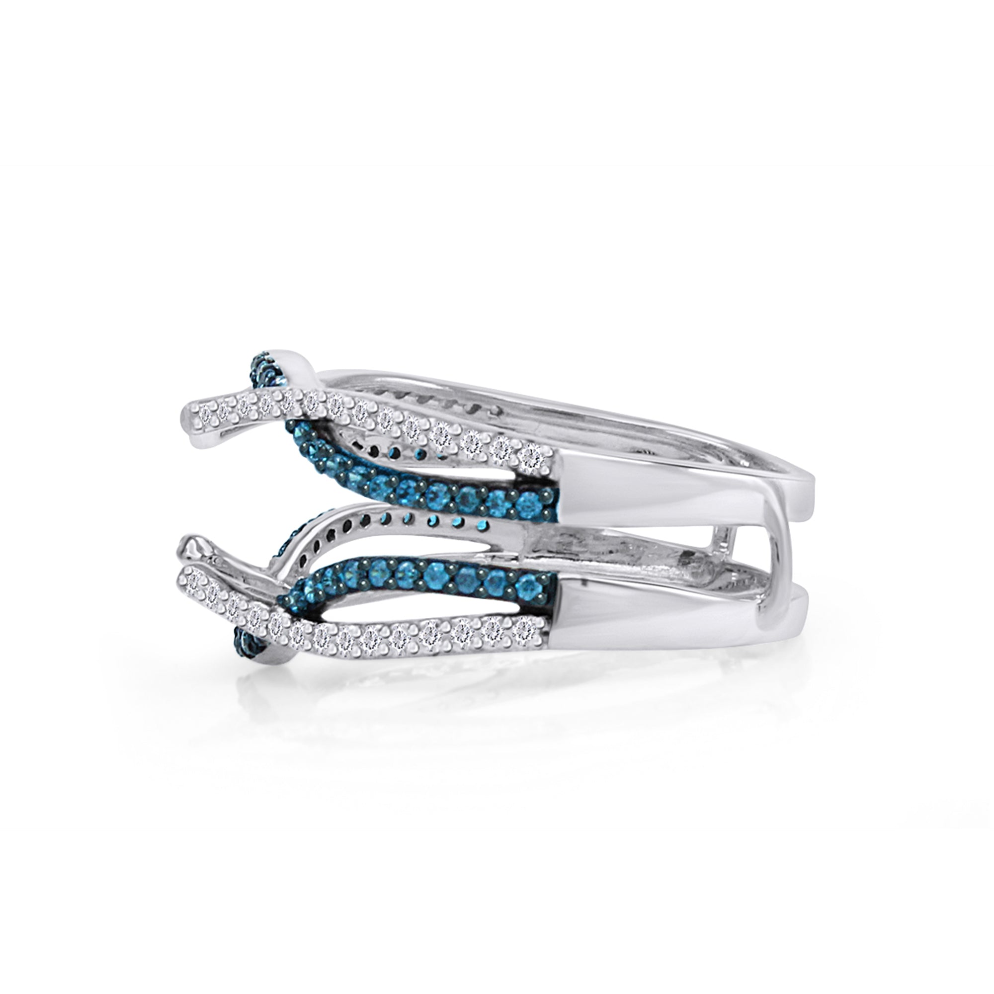 Blue White Cubic Zirconia Guard Wrap Ring for Women