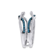 Blue White Cubic Zirconia Guard Wrap Ring for Women