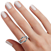 Blue White Cubic Zirconia Guard Wrap Ring for Women