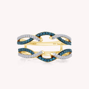 Blue White Cubic Zirconia Guard Wrap Ring for Women