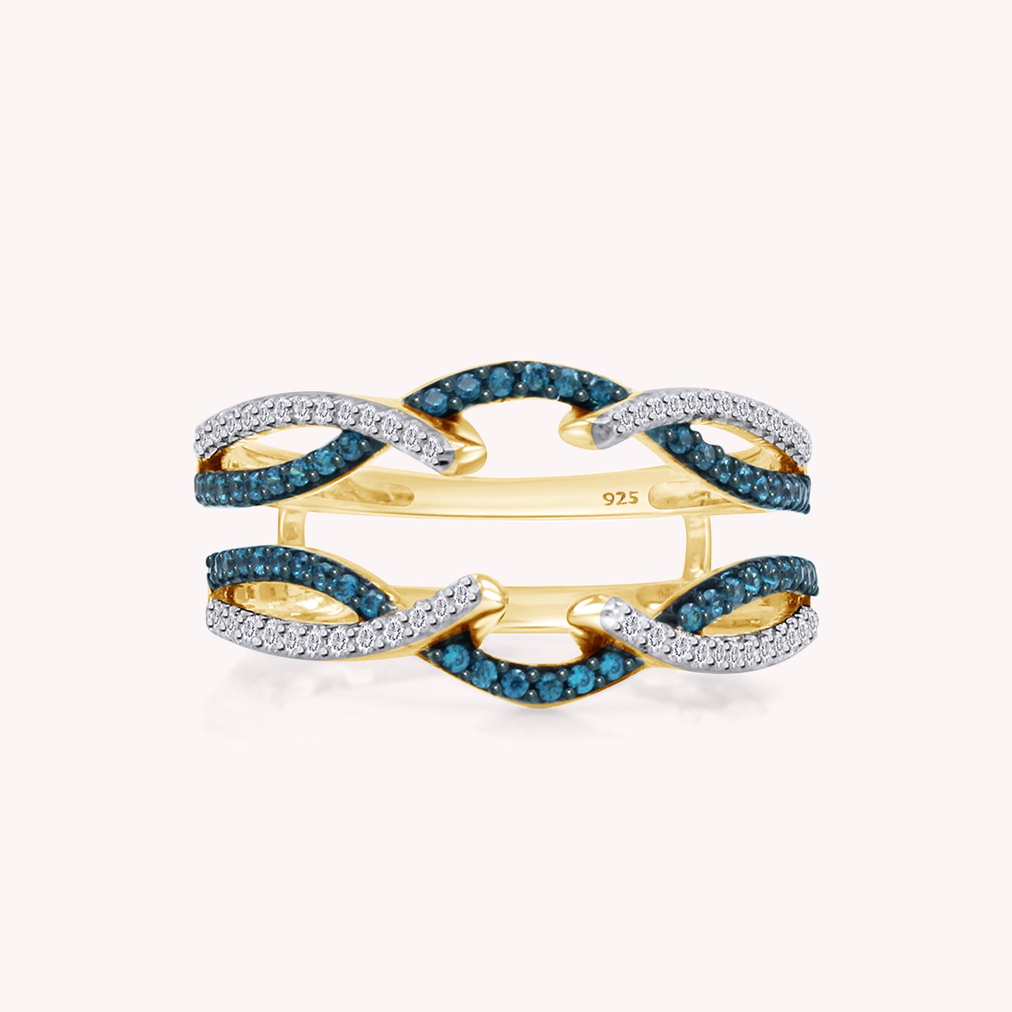 Blue White Cubic Zirconia Guard Wrap Ring for Women