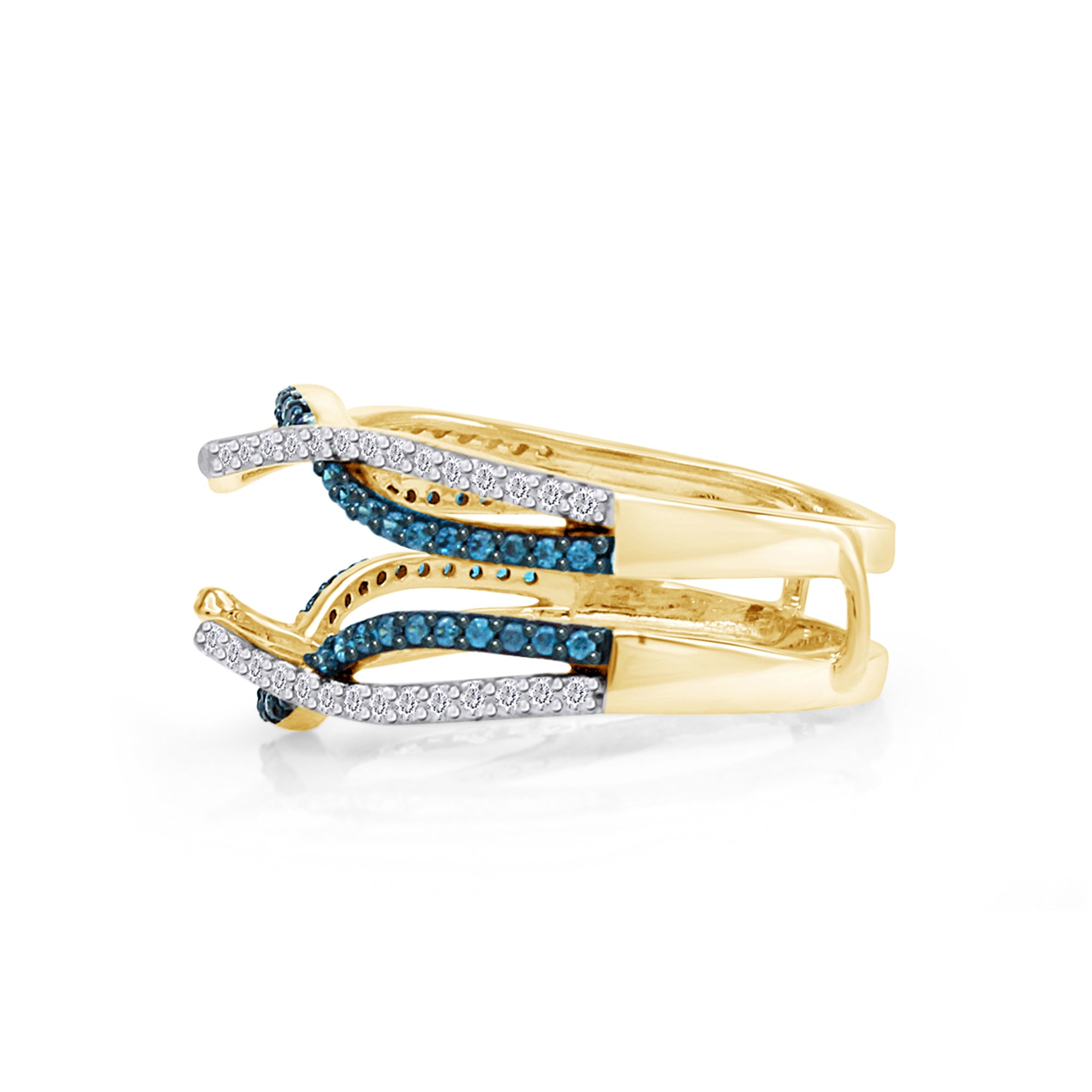 Blue White Cubic Zirconia Guard Wrap Ring for Women