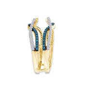 Blue White Cubic Zirconia Guard Wrap Ring for Women