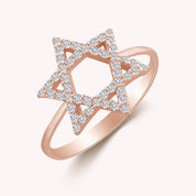 Jewish Star of David White CZ Ring In In 925 Sterling Silver