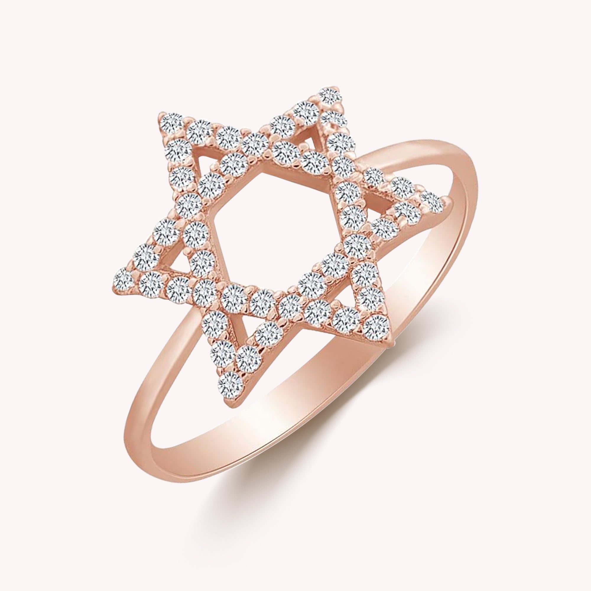 Jewish Star of David White CZ Ring In In 925 Sterling Silver