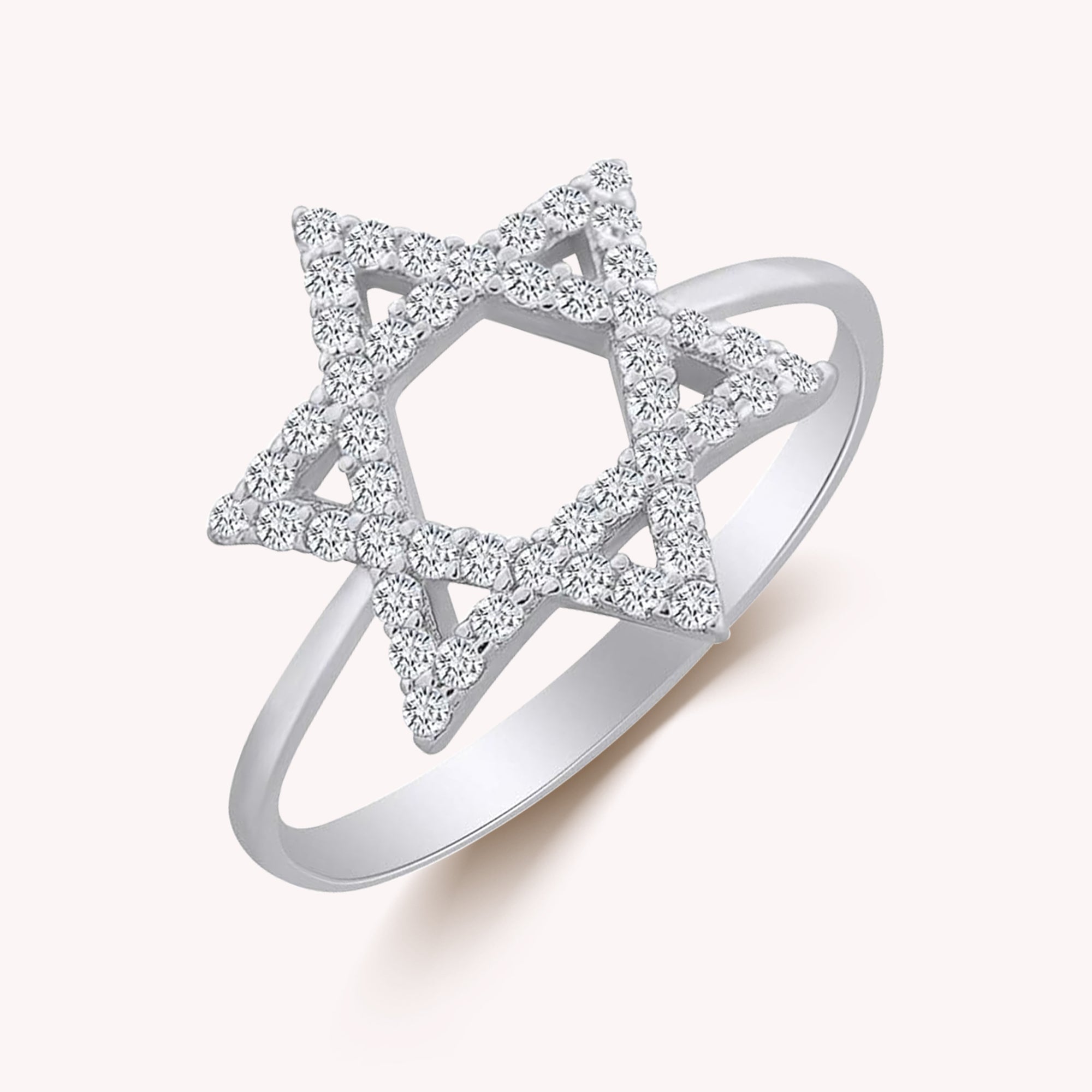 Jewish Star of David White CZ Ring In In 925 Sterling Silver