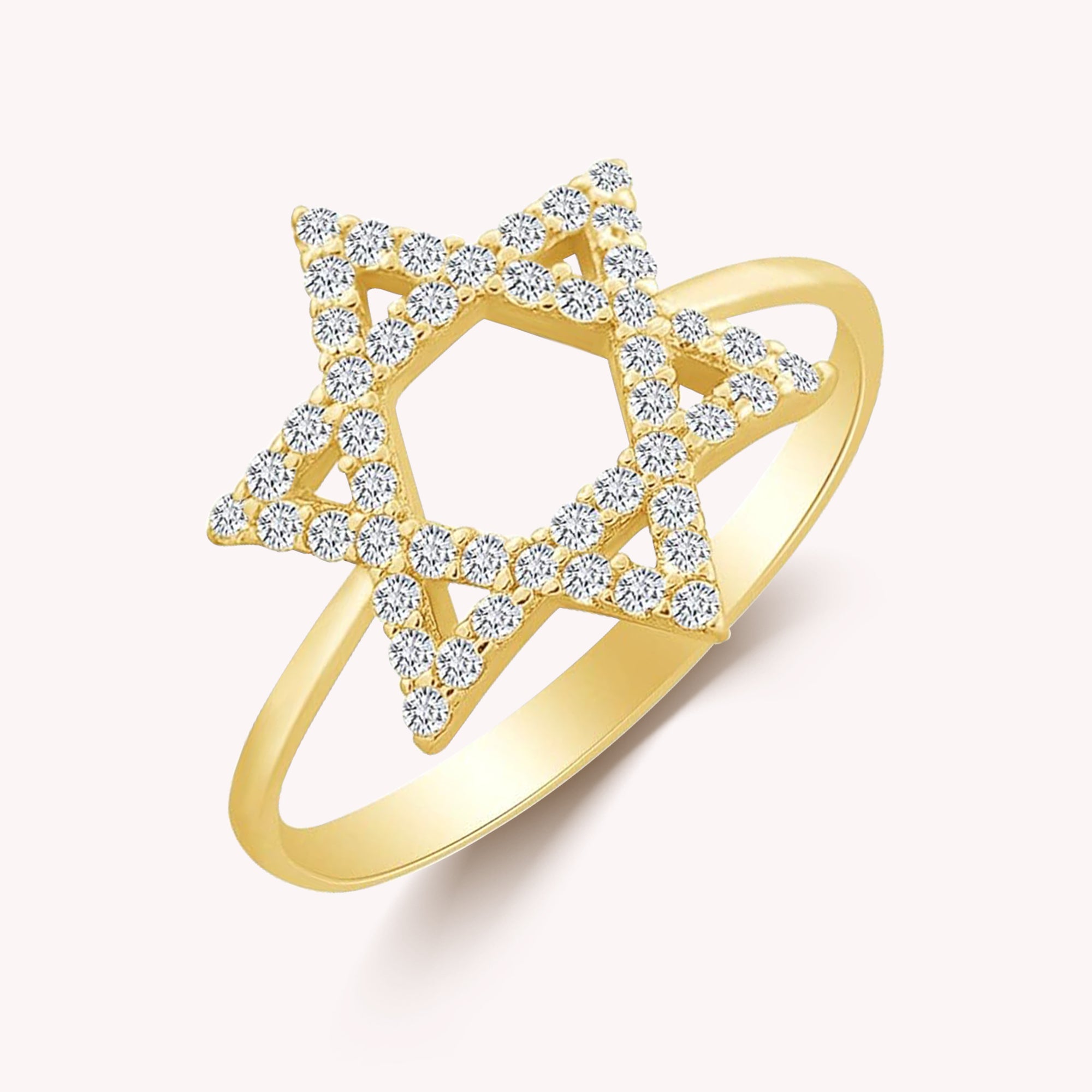 Jewish Star of David White CZ Ring In In 925 Sterling Silver