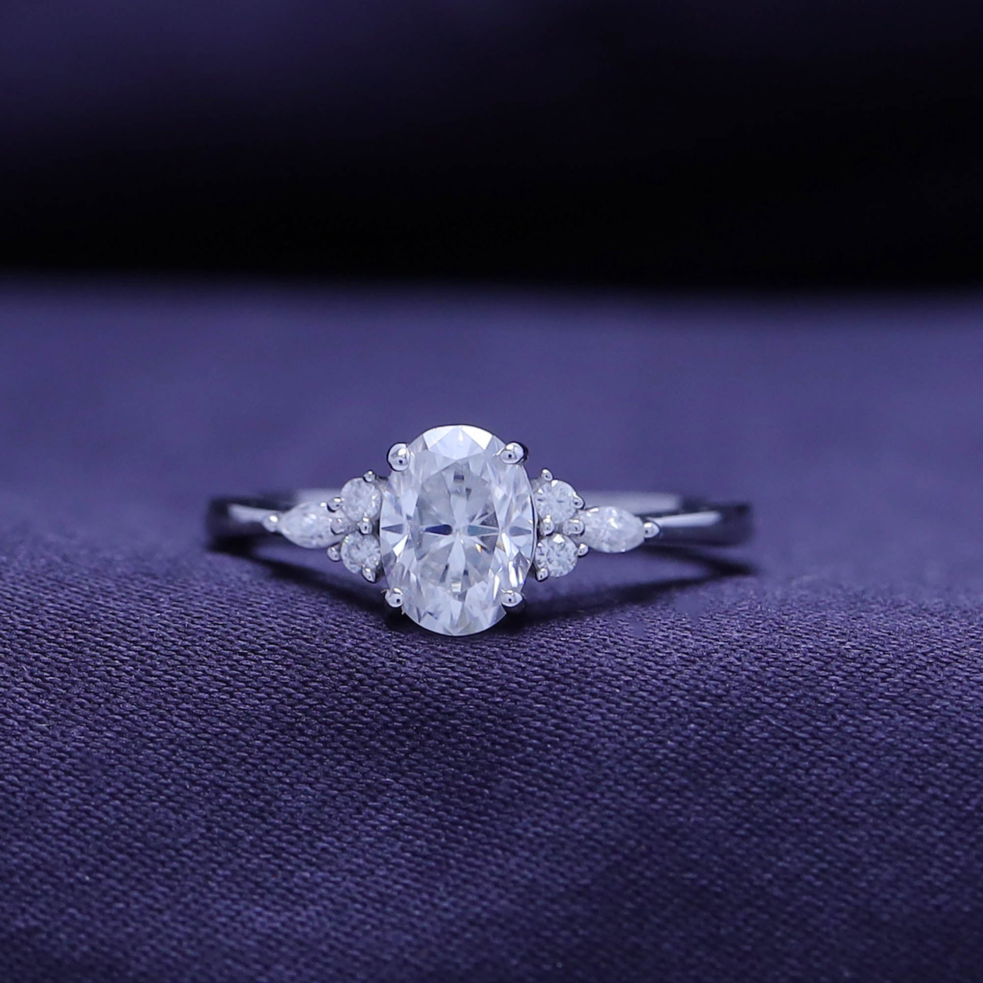 Oval, Marquise and Round Cut Cubic Zirconia Solitaire Engagement Ring for Women