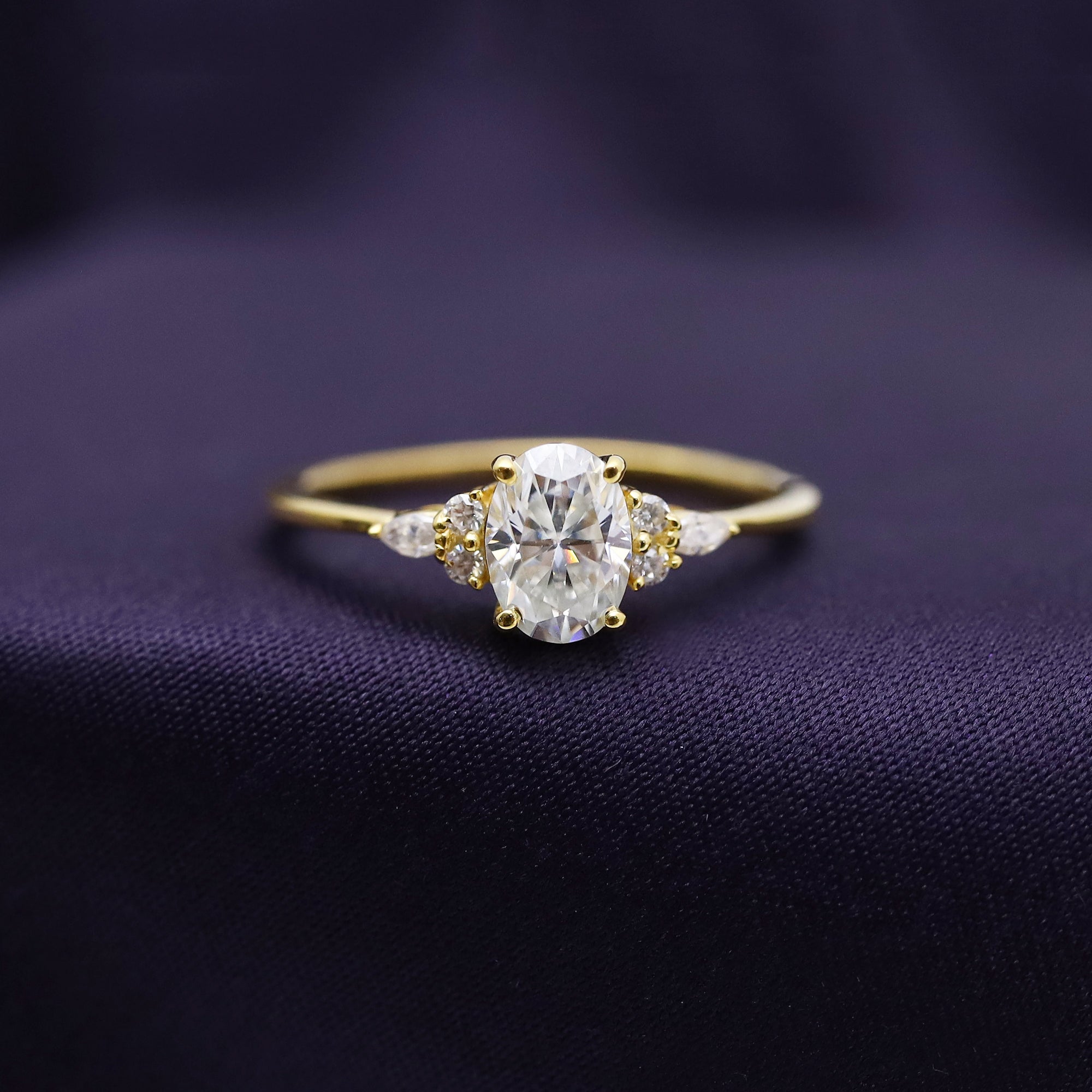 Oval, Marquise and Round Cut Cubic Zirconia Solitaire Engagement Ring for Women