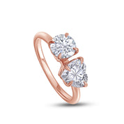 Round & Heart Lab Created Moissanite Diamond Toi Et Moi 2-Stone Engagement Ring In 925 Sterling Silver