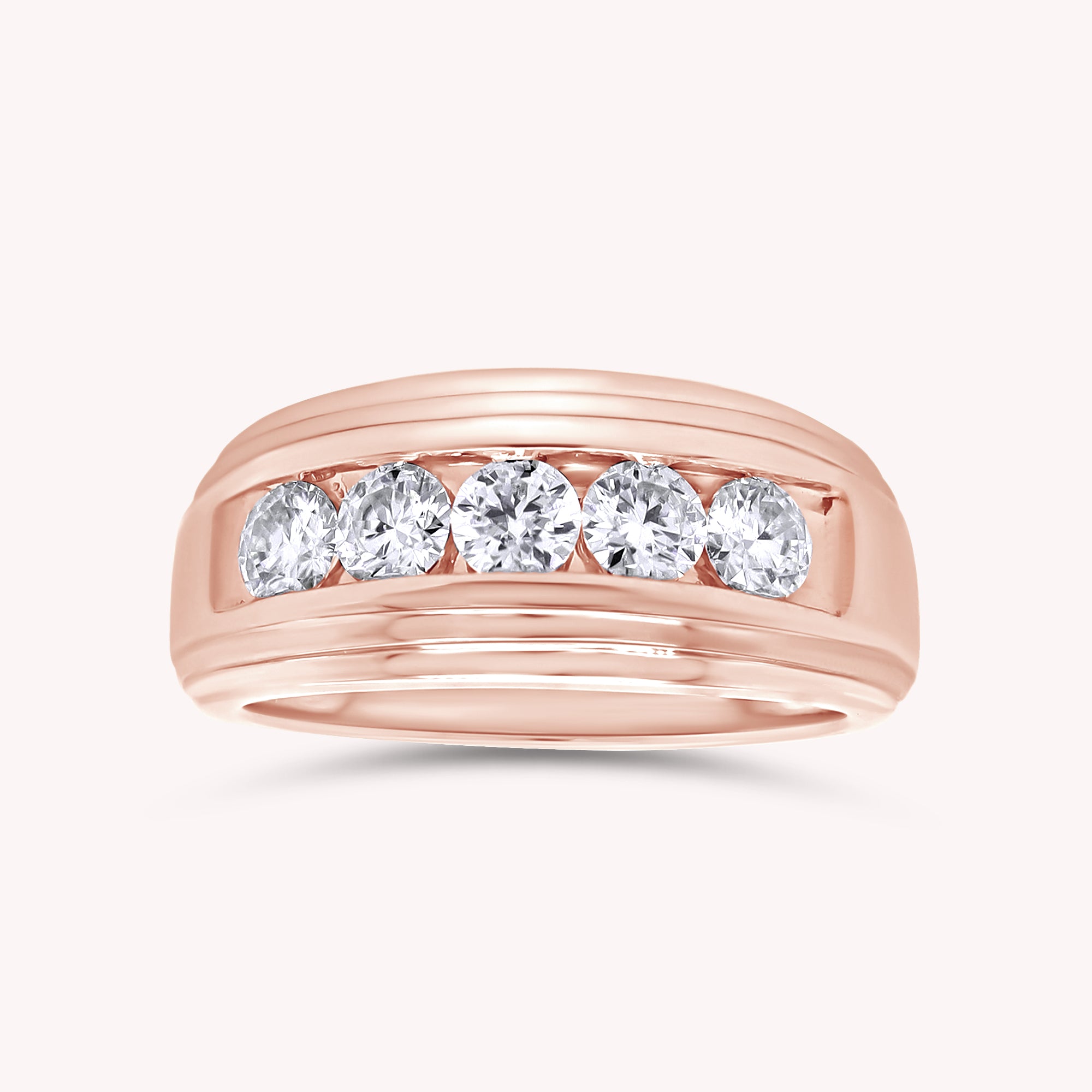 Lab Created Moissanite 5 Stone Channel Set Moissanite Ring