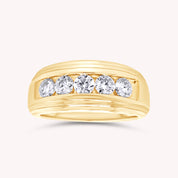 Lab Created Moissanite 5 Stone Channel Set Moissanite Ring