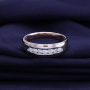 Round Lab Grown Diamond Channel Set 7-Stone Wedding Anniversary Band Ring