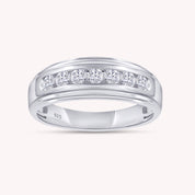 Round Lab Grown Diamond Channel Set 7-Stone Wedding Anniversary Band Ring
