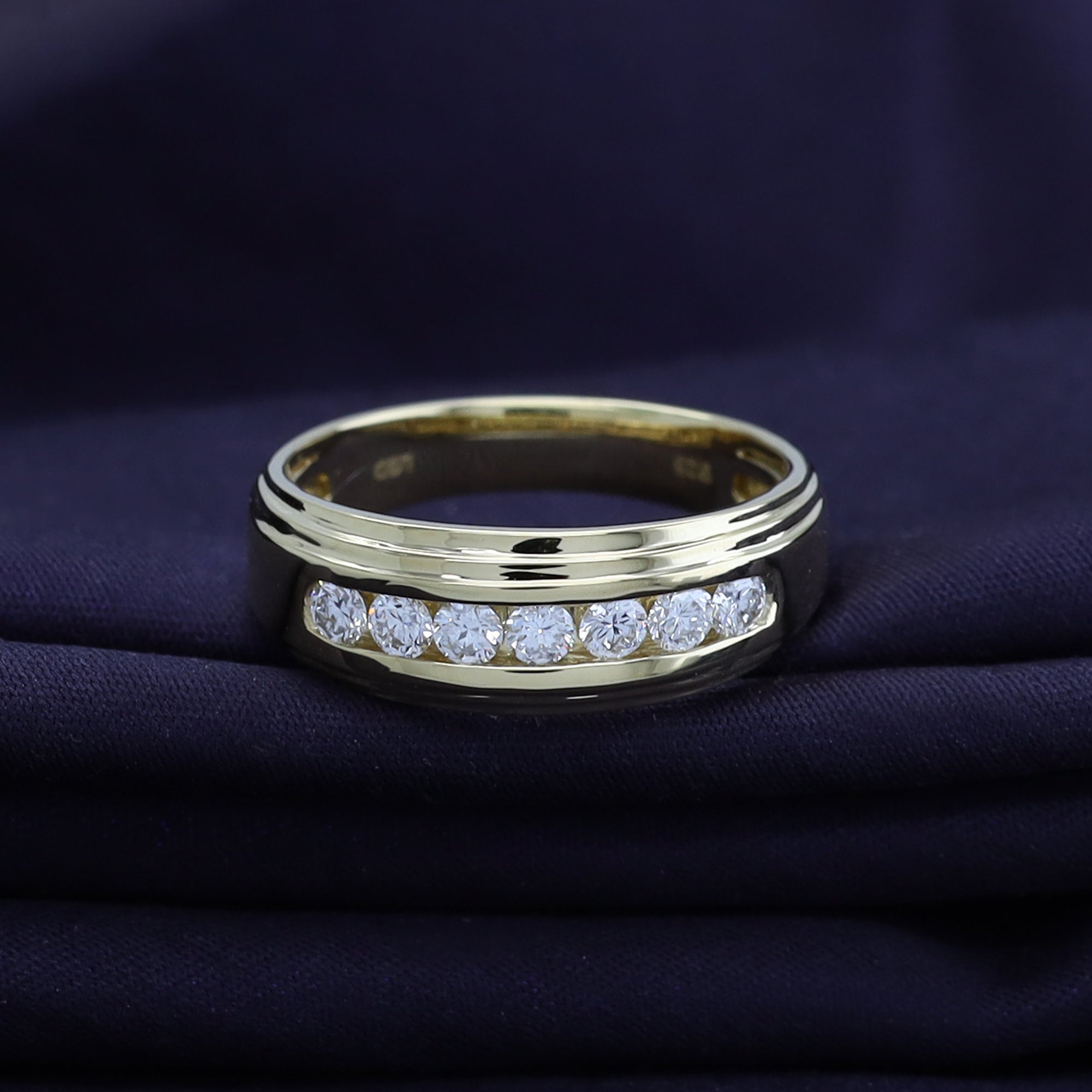 Round Lab Grown Diamond Channel Set 7-Stone Wedding Anniversary Band Ring