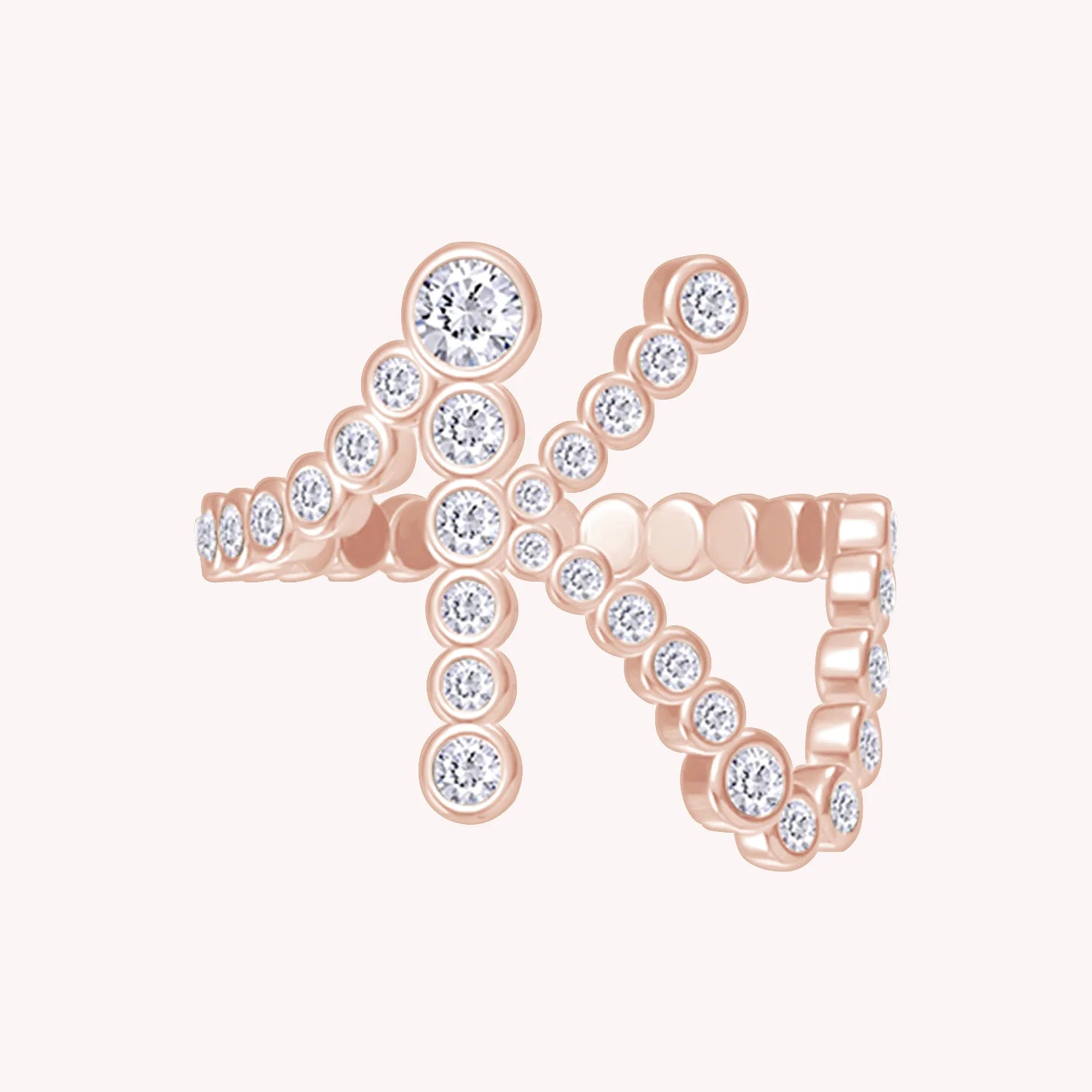 Bubble Round Lab Grown Diamond Initial Letter Ring