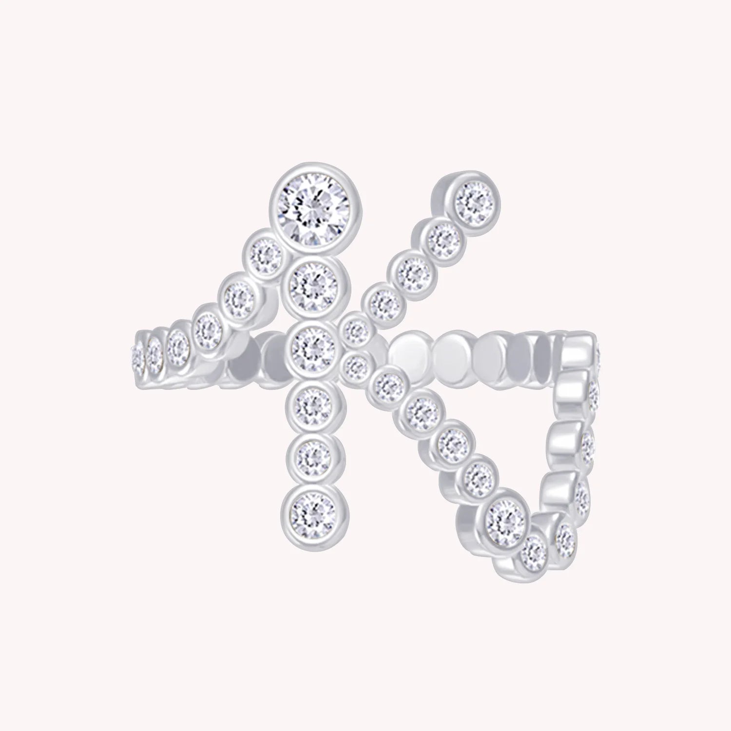 Bubble Round Lab Grown Diamond Initial Letter Ring