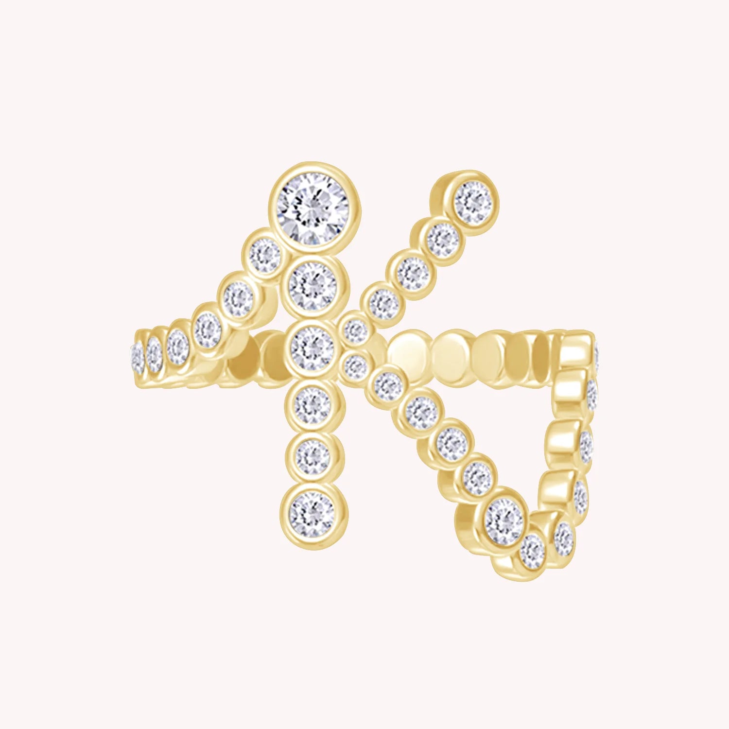 Bubble Round Lab Grown Diamond Initial Letter Ring