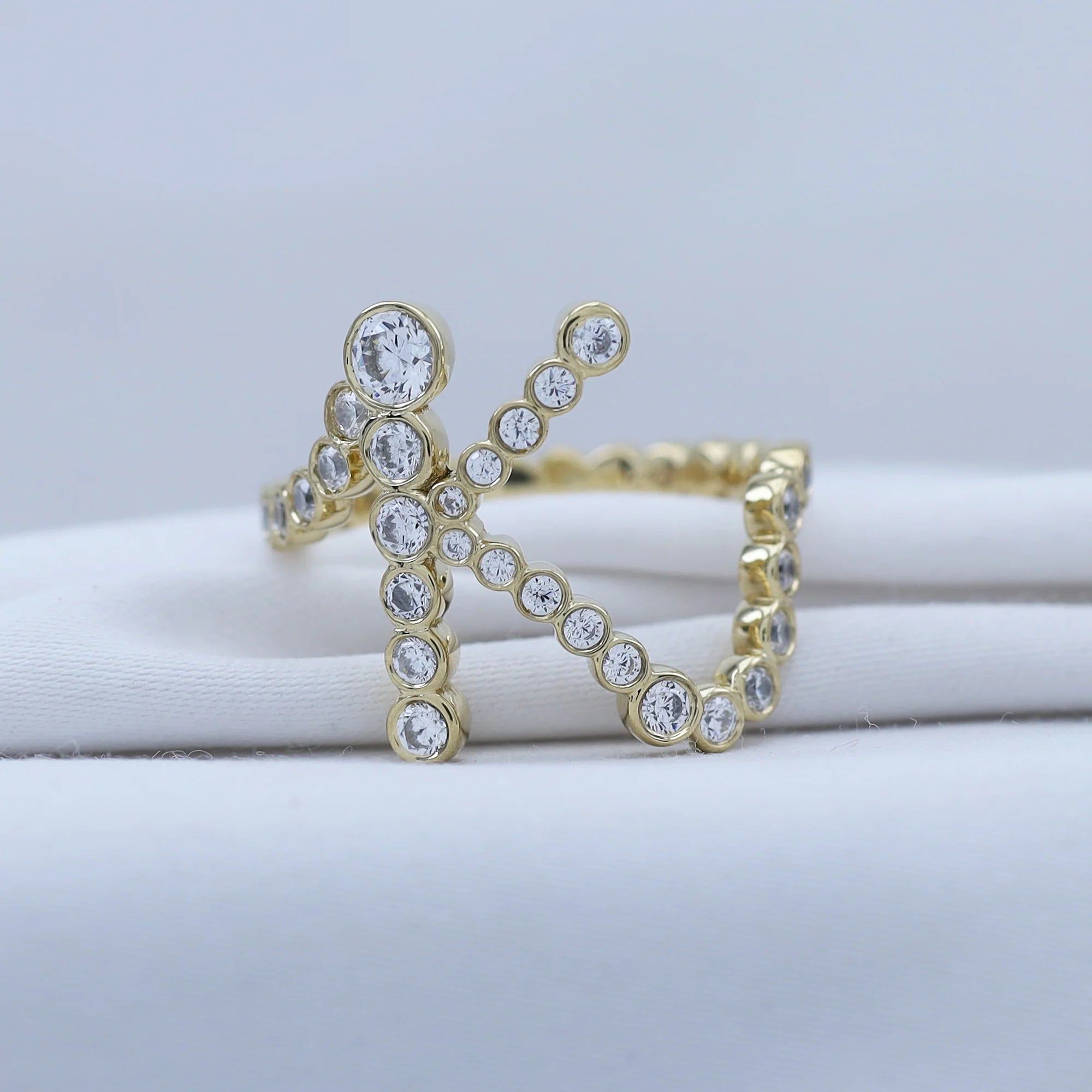Bubble Round Lab Grown Diamond Initial Letter Ring