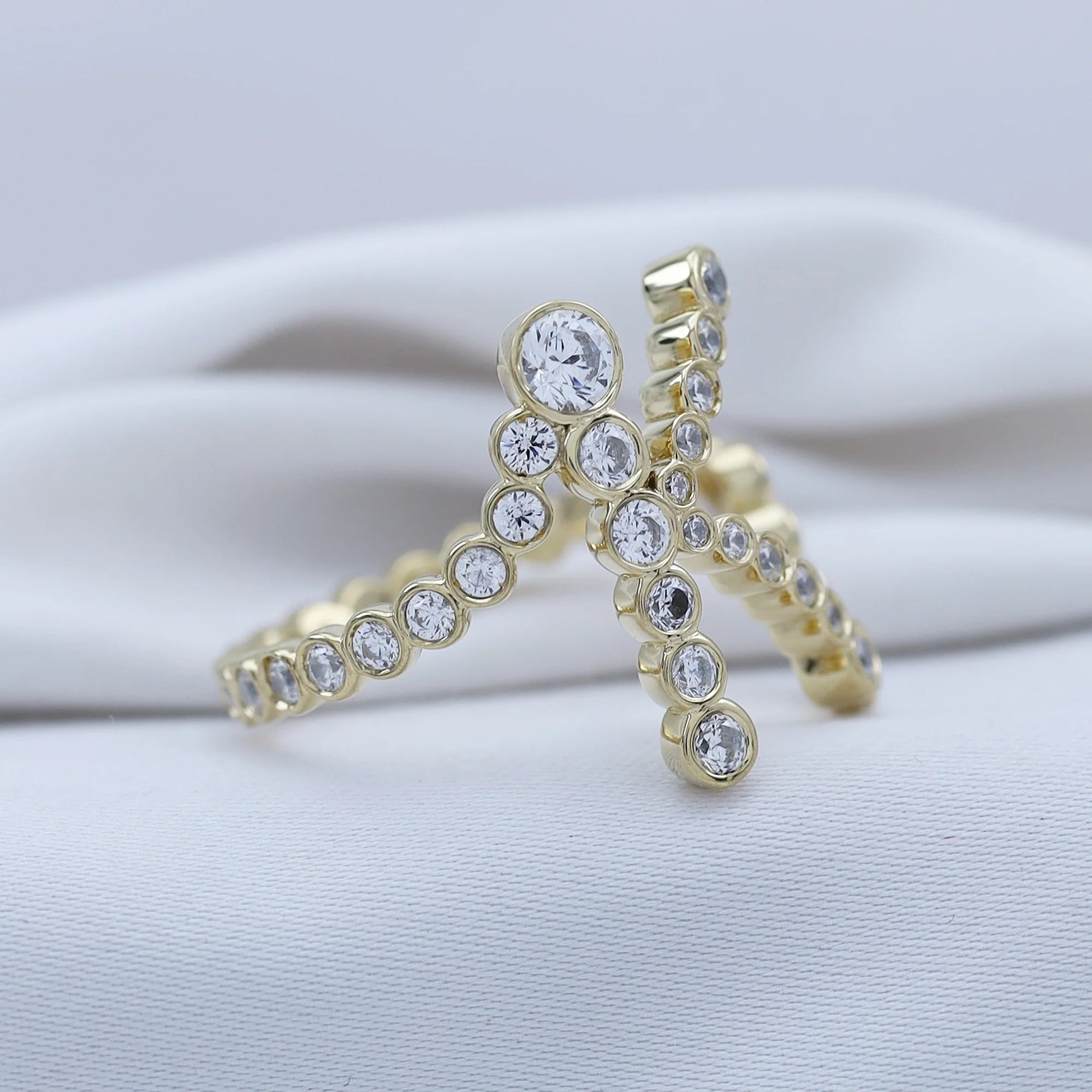Bubble Round Lab Grown Diamond Initial Letter Ring