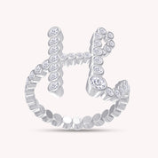 Initial Letter "H" Alphabet, White Cubic Zirconia Bezel Set Promise Ring